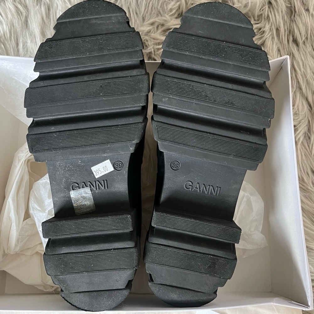 GANNI Off-White Leather Chunky Padded Loafers in Oyster Gray Women’s Size 8.5/39 - Picture 9 of 15